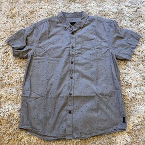Prana Gray Button-Down Shirt with Red Accents